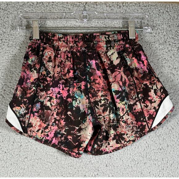 Lululemon Shorts Women's 2 Hotty Hot Stencil Blossom Running Lined Pull On - Picture 3 of 12